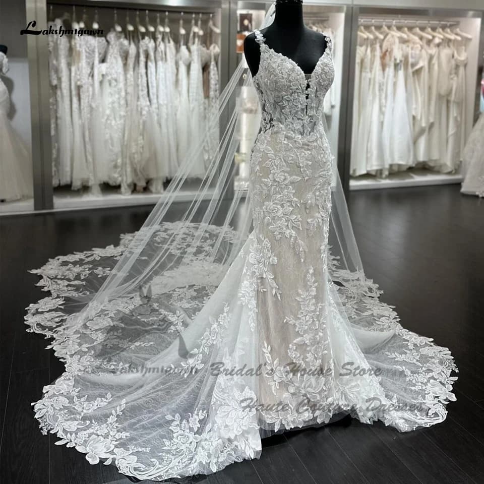 Yanshmigown-Robe de sirène en dentelle personnalisée pour femme, Robe de luxe élégante, Patients d'é