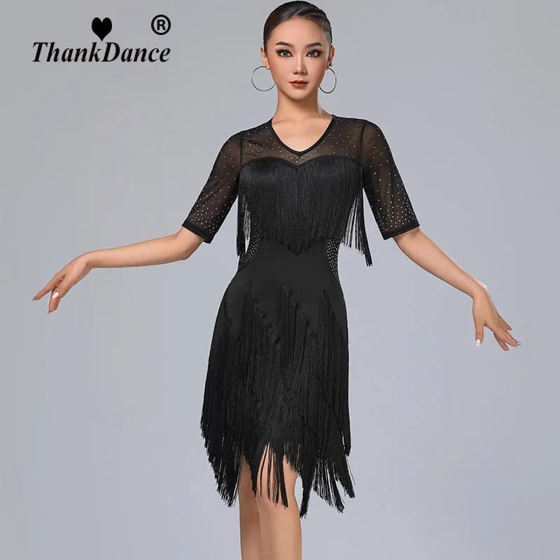 Costume latin pour femmes, robes de danse latine, Costumes d'entraînement de danse de salle de bal S