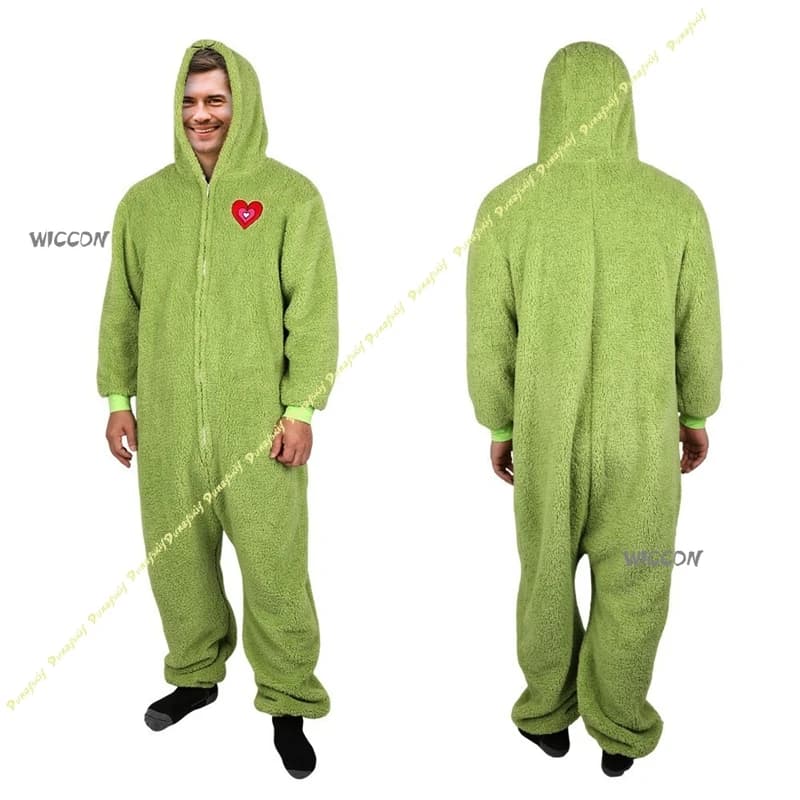 2026 Pyjama Combinaison Grinch pour Adulte, Tenue Décontractée et Confortable pour Fêtes de Famille,