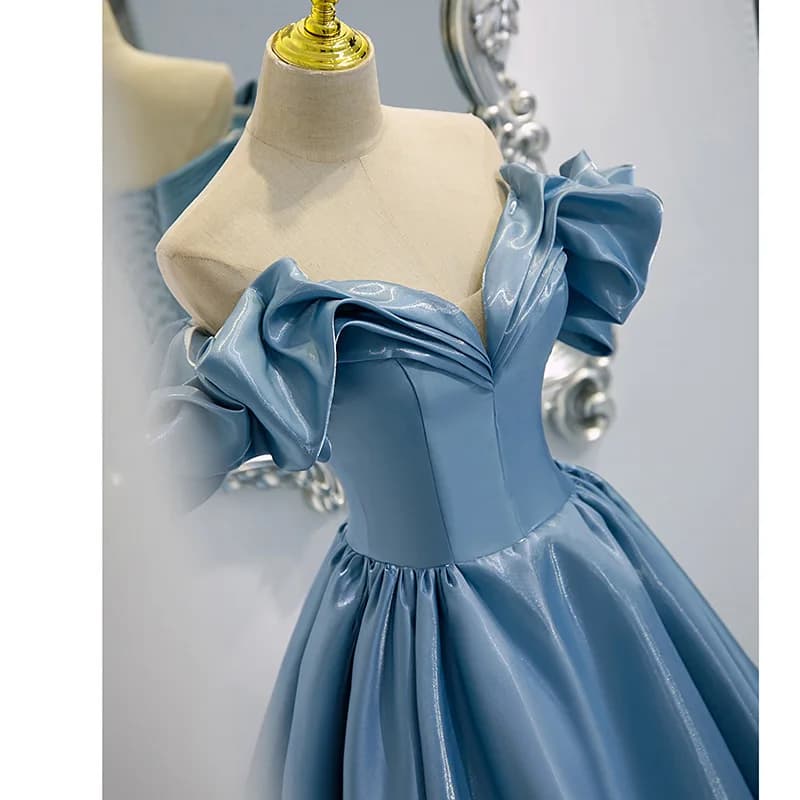 Robe de soirée princesse bleue personnalisée, douce mémoire, Sexy, épaules dénudées, Corset au dos, 