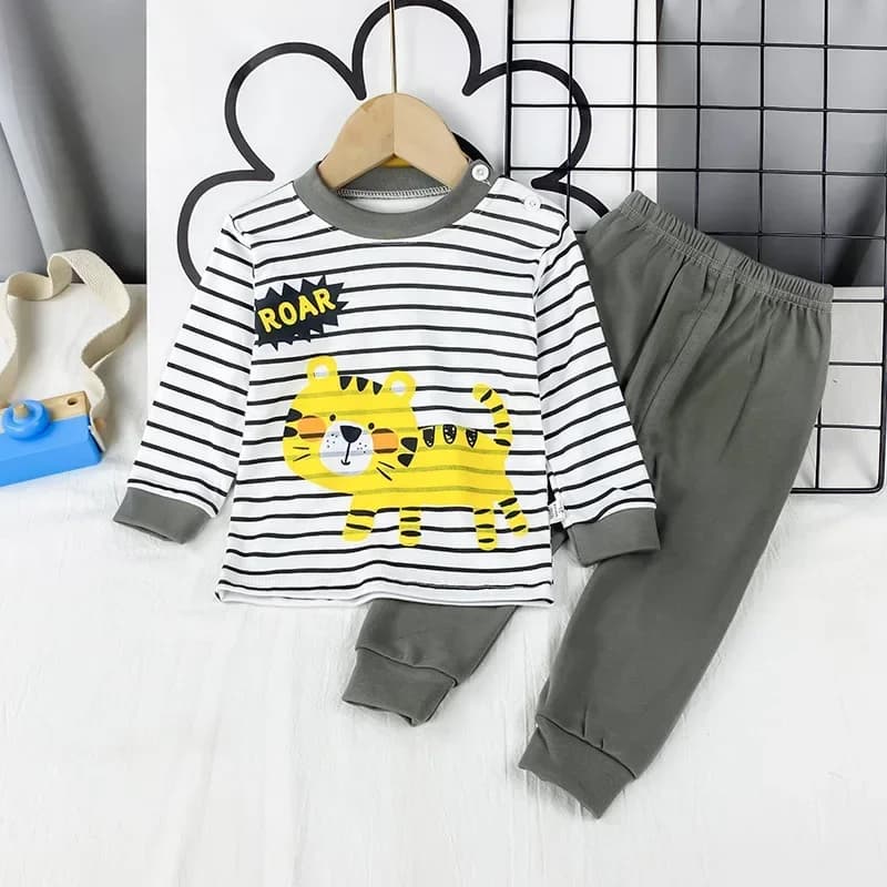 Ensemble pyjama pour enfants, garçons et filles, imprimé de dessin animé, t-shirt à manches longues,