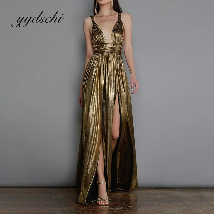 Robe de soirée sexy à col en V pour femmes