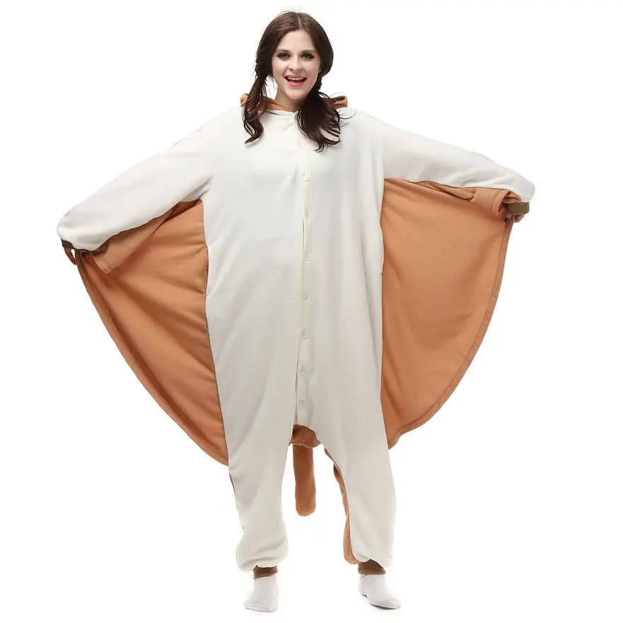 Pyjama en flanelle pour femmes, pyjama en flanelle à motif d'écureuil volant, pyjama en flanelle une