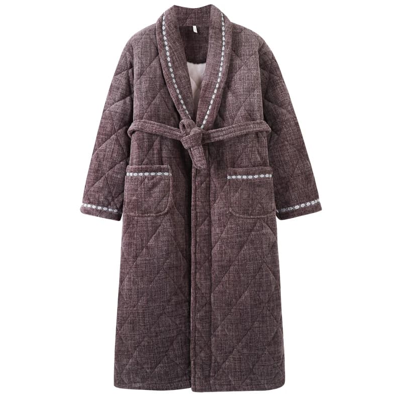 Peignoir pour homme grande taille L-5XL, peignoir en coton à 3 couches, robe de chambre pour homme,