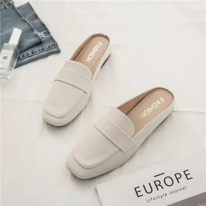 Baotou-Demi-pantoufles en cuir souple pour femme