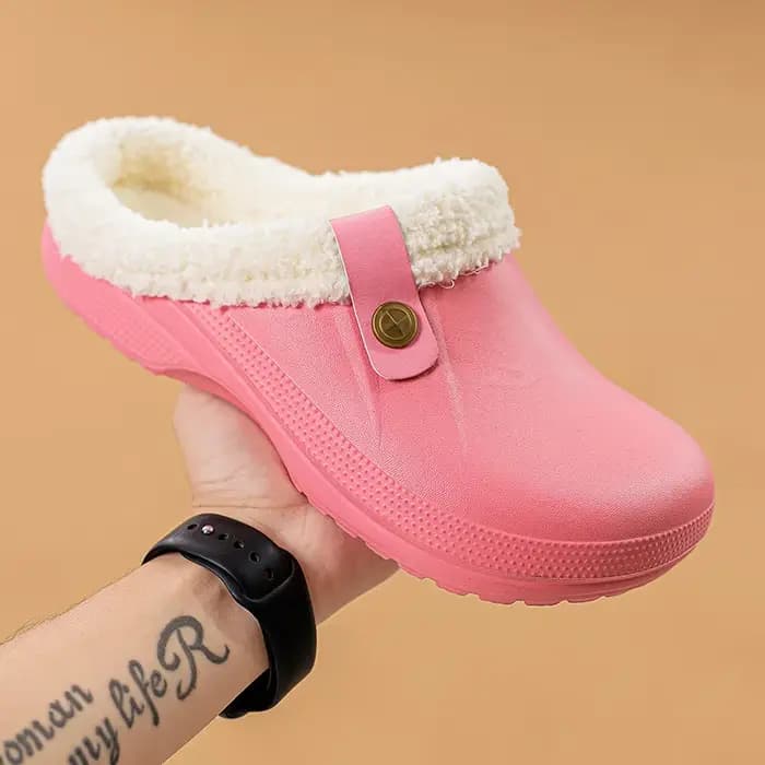 Pantoufles en fourrure en peluche imperméables pour hommes et femmes, sabots chauds, pantoufles d'in