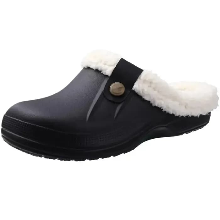 Sourire hiver sabots doublés de fourrure femmes pantoufles floues hommes