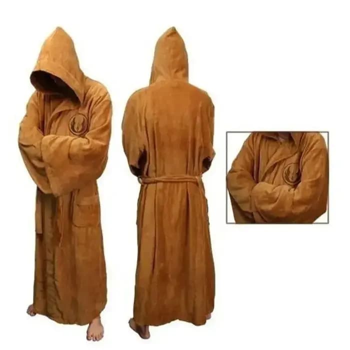 Jedi Cosplay chemise de nuit homme Homewear flanelle Robe mâle avec capuche épaisse étoile Robe de c