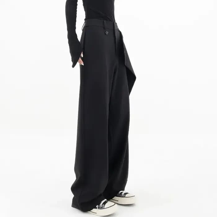 Pantalon large taille haute irrégulier pour femme, Y2K, mode estivale, patchwork décontracté, monoch