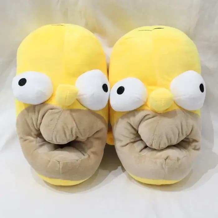 Pantoufles en peluche chaudes The Simpsons, style dessin animé américain, pour couple, chaussures d'