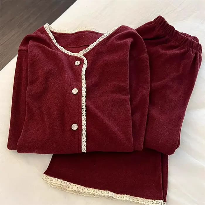 Ensemble pyjama rouge avec pantalon pour femme
