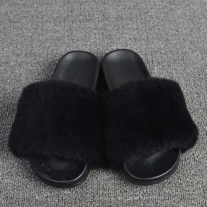 Pantoufles en vraie fourrure de laine pour femmes