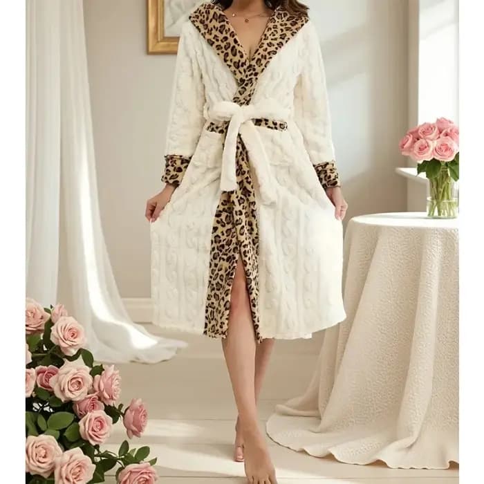 Chemise de nuit épissée à imprimé léopard