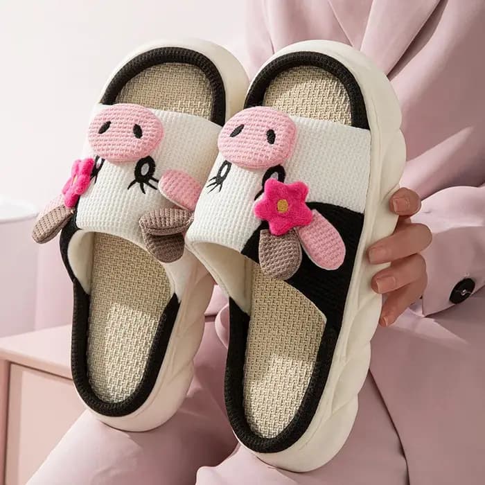 Mignonnes pantoufles en forme de vache pour femmes et hommes