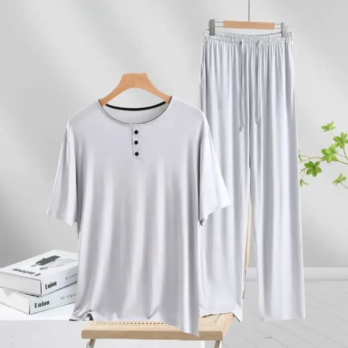 Pyjama homme manches courtes pantalon Long ensemble Modal grande taille vêtements de nuit vêtements