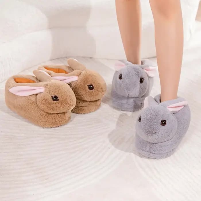 Pantoufles de lapin de dessin animé pour femmes