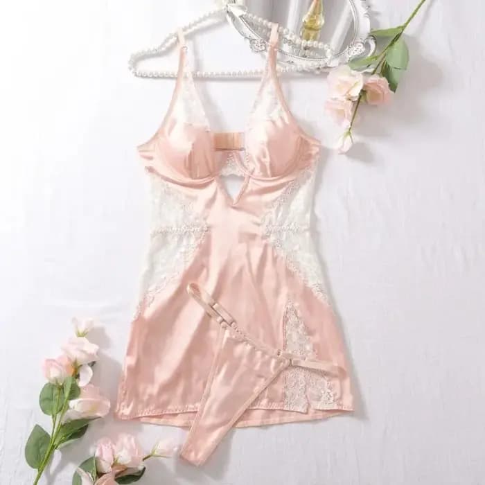 Robe sexy en satin à col en V profond pour femme