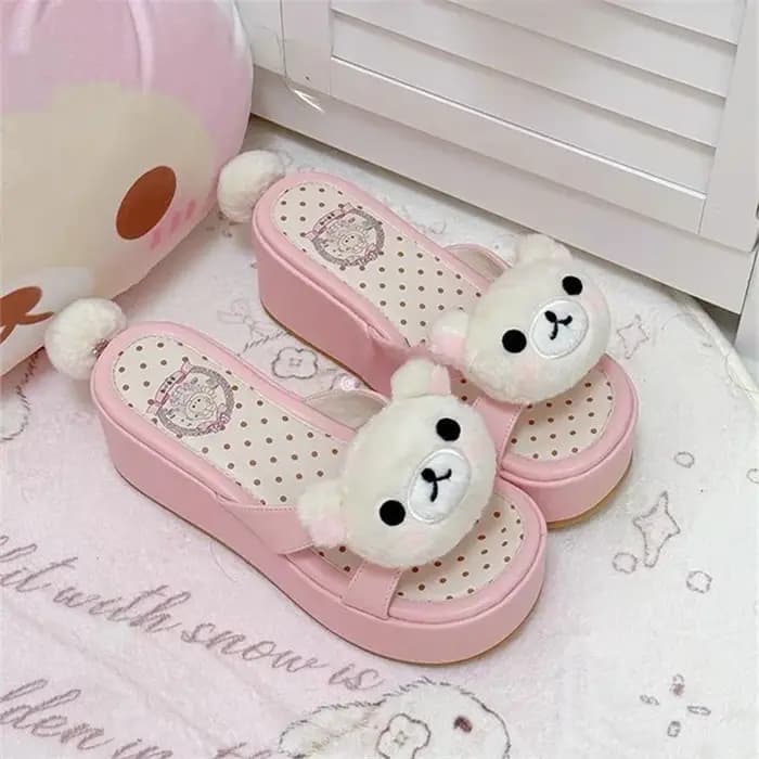 Pantoufles d'ours de dessin animé sur le thème d'été pour femmes