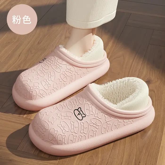 Pantoufles d'hiver imperméables pour femmes et hommes, chaussures antidérapantes en peluche, diaposi