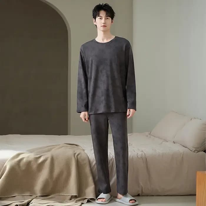Grande taille L-5XL hommes pyjamas ensemble tricoté coton vêtements de nuit mâle automne à manches longues