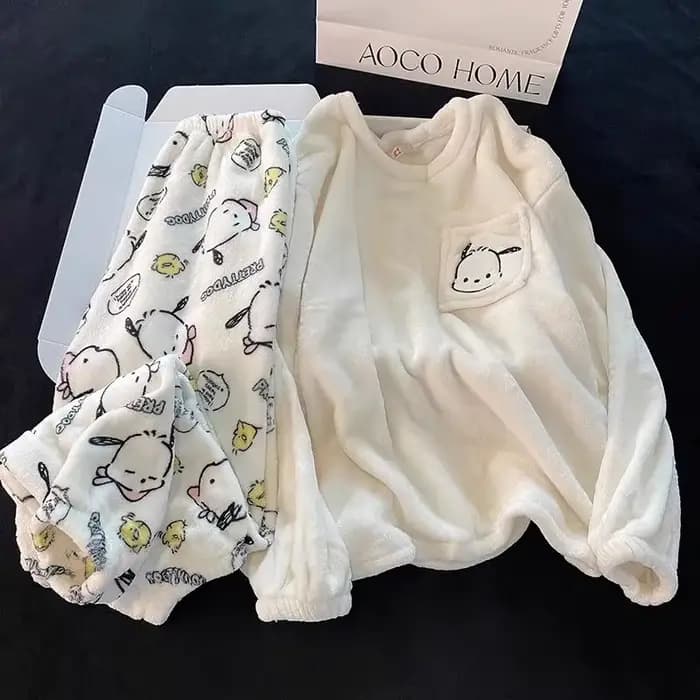Pyjama d'hiver chaud en flanelle et velours corail pour fille