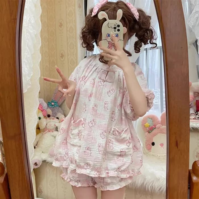 Ensemble pyjama imprimé lapin style Kawaii Lolita