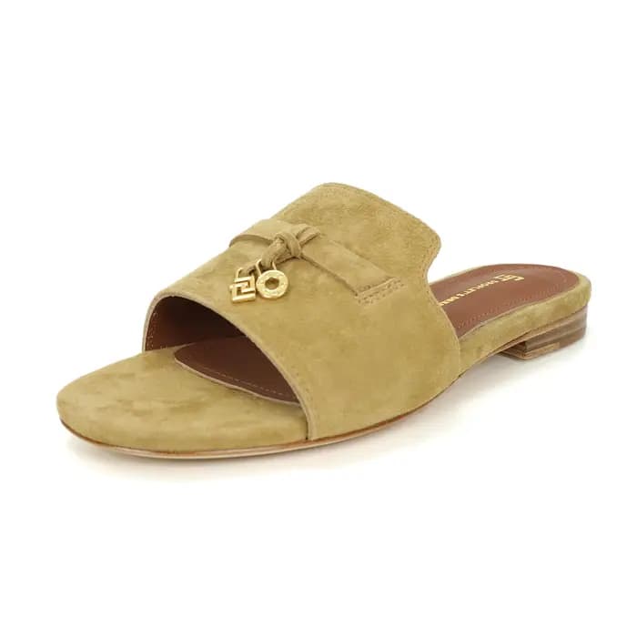 Pantoufles plates en daim de mouton pour femmes