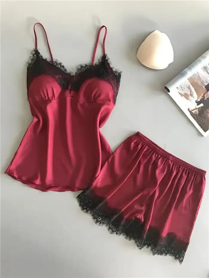 Ensemble pyjama en Satin et dentelle pour femmes