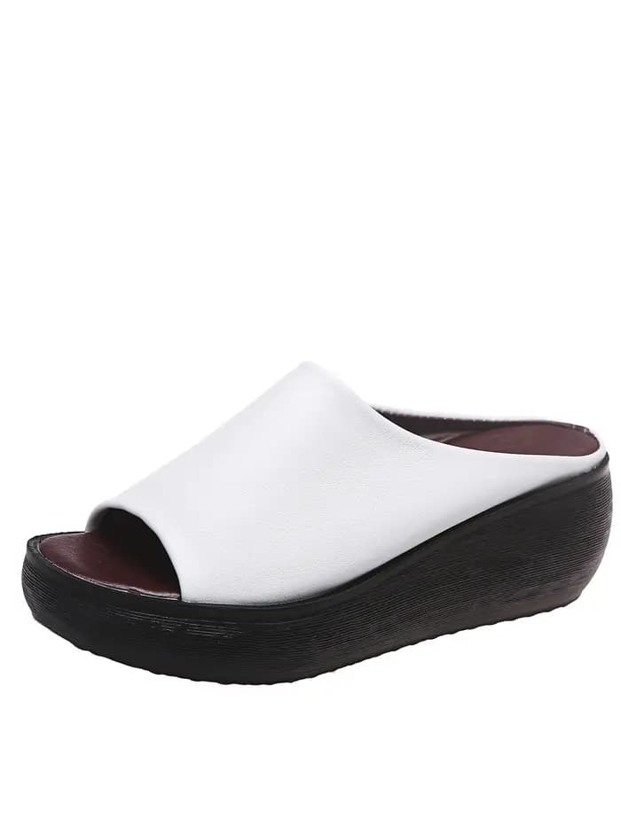 Pantoufles à plateforme Peep Parker optique pour femmes, chaussures à enfiler décontractées, sandale