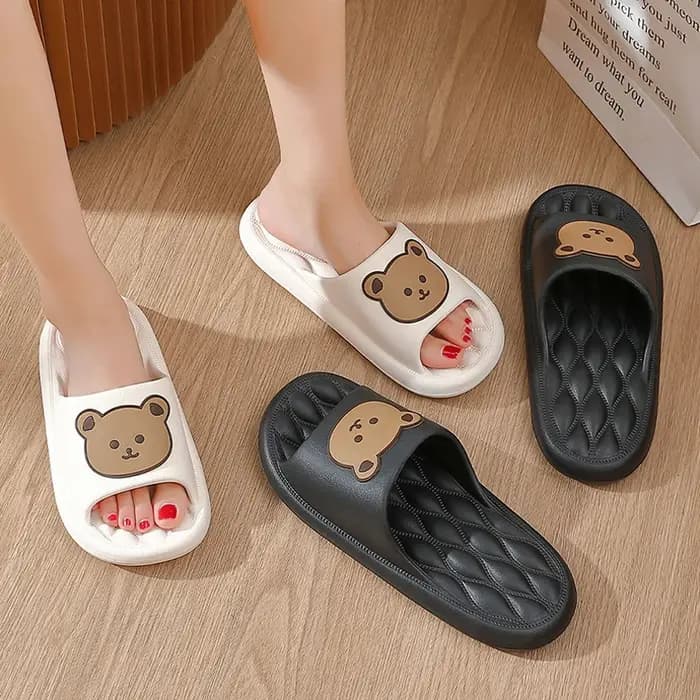Pantoufles de maison ours en peluche femme plate-forme nuage mignon tongs diapositives intérieur plage extérieur hommes