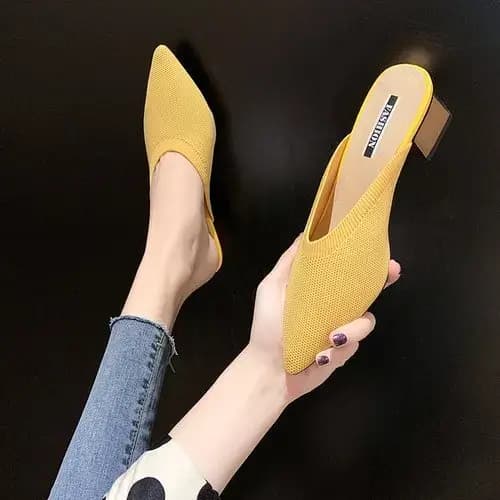 Pantoufles en Maille artificiel astique Jolie tue pour Femme