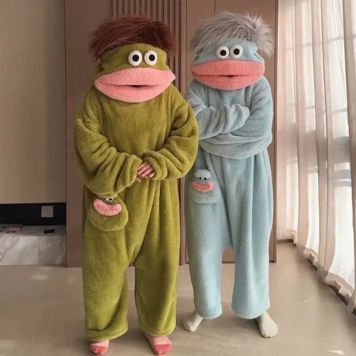 Pyjama Combinaison Monstre à Grande Bouche en Polaire Corail Épaisse pour Adultes – Hiver