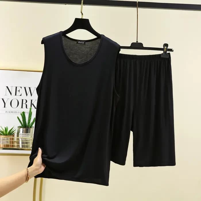 Adulte hommes pyjamas ensemble grande taille vêtements de nuit haut sans manches pantalon costume Modal confort maison