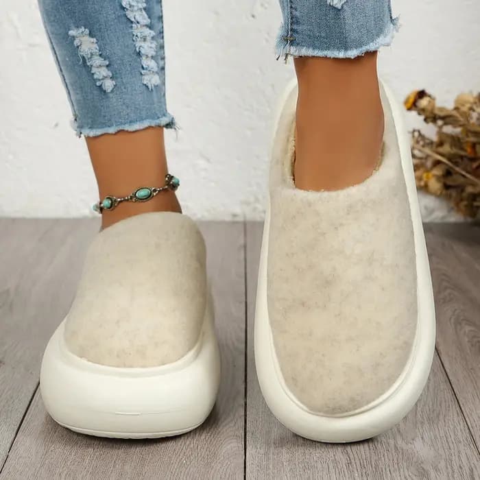 Femmes hiver couleur unie décontracté confortable anti-dérapant chaud en peluche pantoufles couverture orteil sans