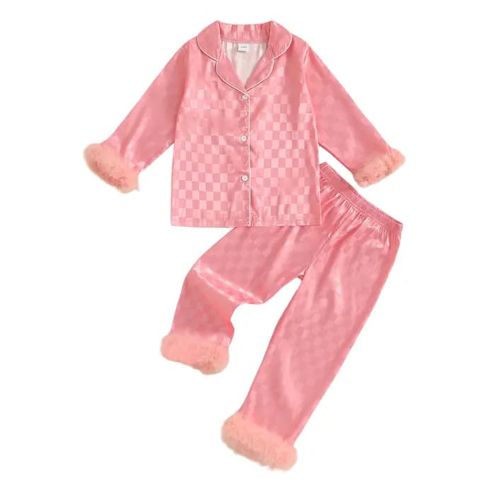 Ensemble pyjama à carreaux pour bébés filles
