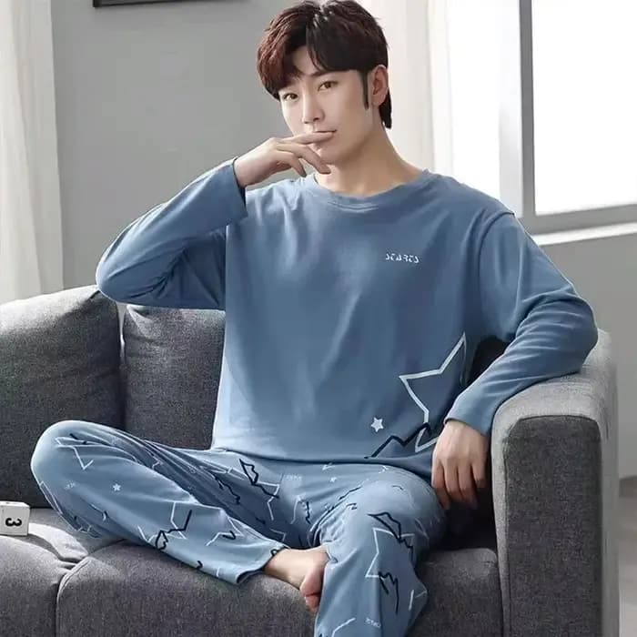 Ensemble pyjama en coton à manches longues pour hommes