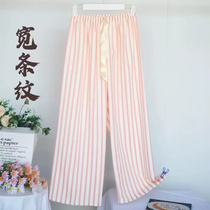 Mode rayé pyjama pantalon pour femmes doux ceinture printemps vêtements de nuit pour enfants