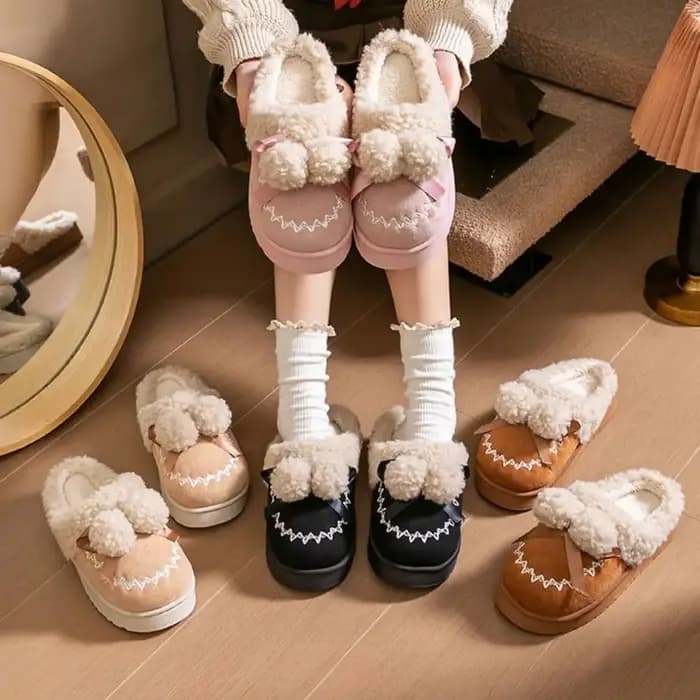 Pantoufles en peluche de coton antidérapantes durables