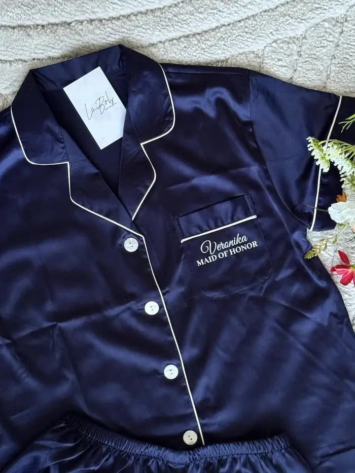 Pyjama de mariée en soie personnalisé