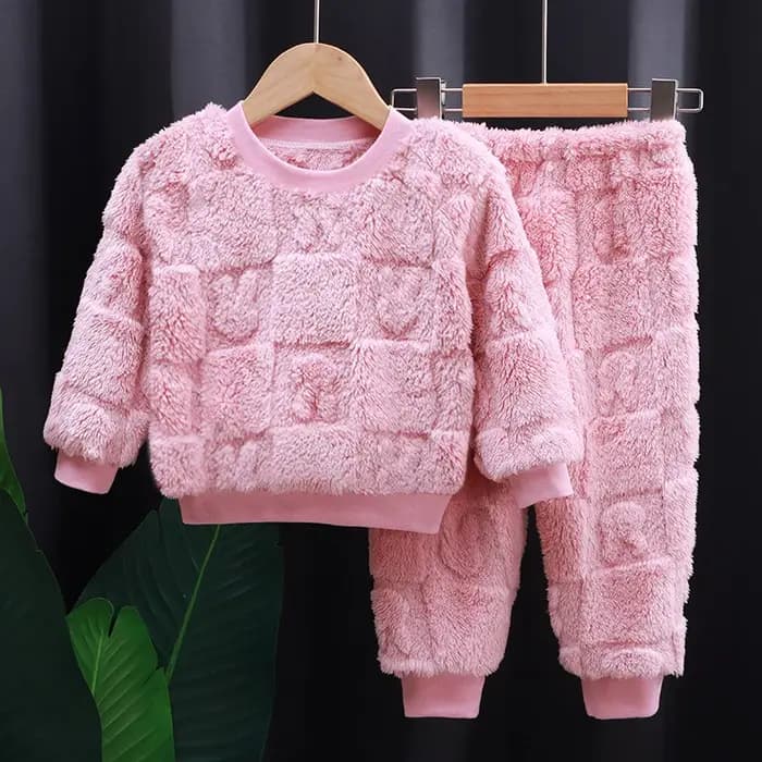 Automne hiver vêtements de nuit flanelle pyjamas pour filles garçons à manches longues hauts + panta