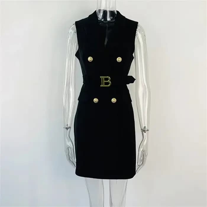 Robe sans manches ajustée avec ceinture pour femme