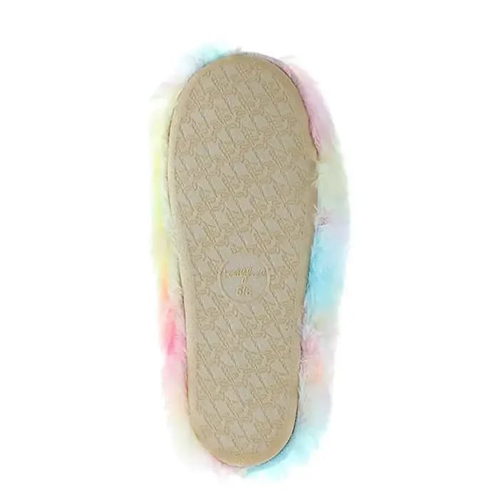 Pantoufles d'intérieur en peluche arc-en-ciel pour femmes