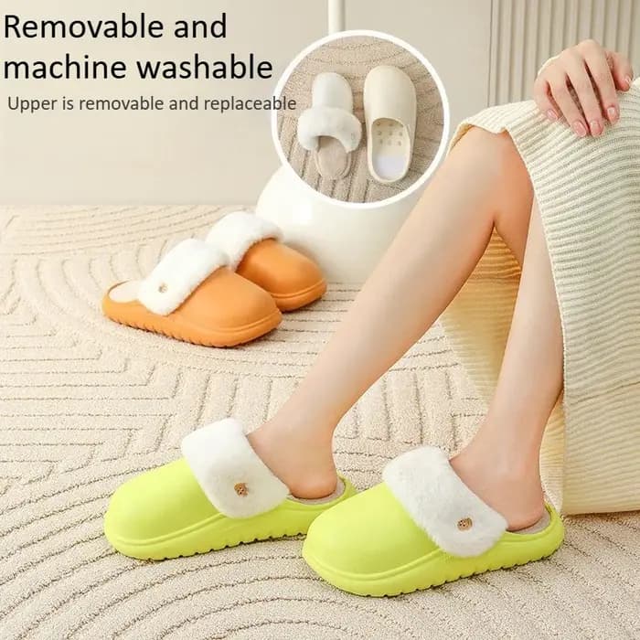 Pantoufles d'hiver en coton lavables pour femmes et hommes