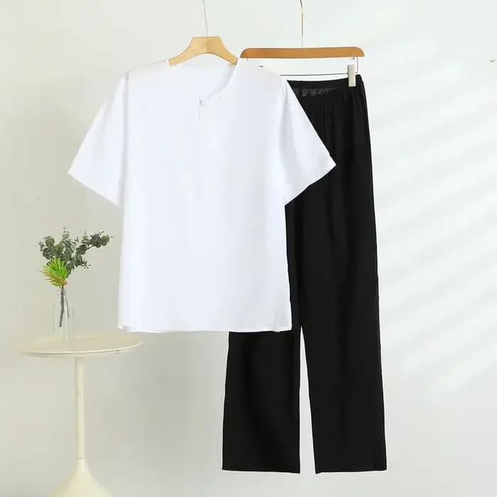 Pyjamas en coton pour hommes nouvelle grande taille vêtements de nuit à manches courtes haut pantalon ensemble salon