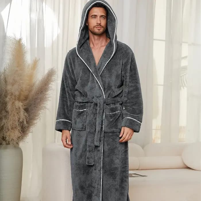 Hommes automne/hiver nouveau Style confortable coton flanelle Robe de luxe ouvert sur le devant Couples