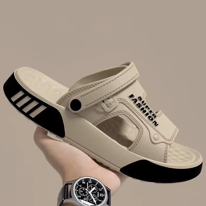 Chaussons d'été pour hommes en EVA à semelle souple, sandales compensées, chaussures de marche intér
