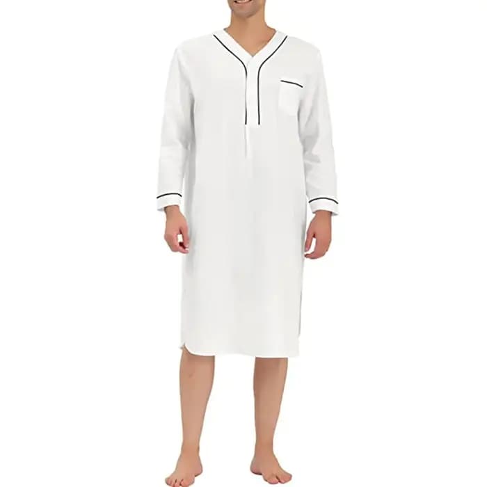 Pyjama décontracté à manches longues et col en v pour homme