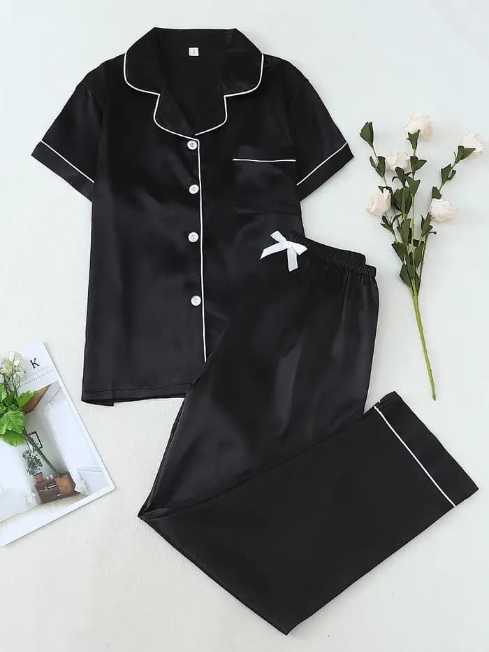 Ensemble de 2 pyjamas en satin uni