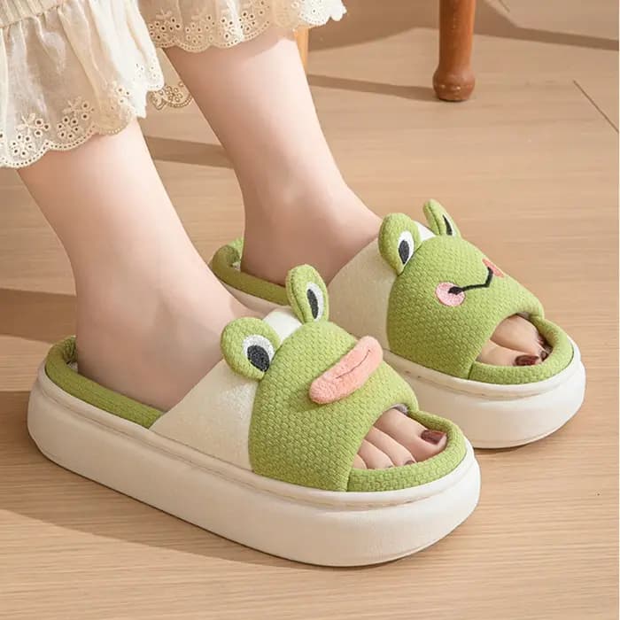 Frog Platform Chaussons d'intérieur plats pour femmes et filles