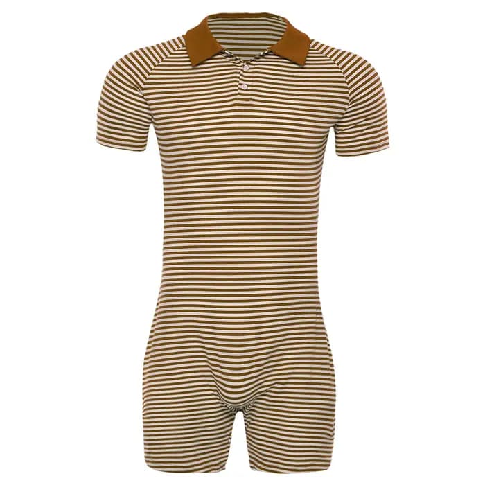 Pyjamas Combinaisons Homme Boutonnées à Rayures Manches Longues Confortables Décontractées Ajustées Sous-vêtements Adultes